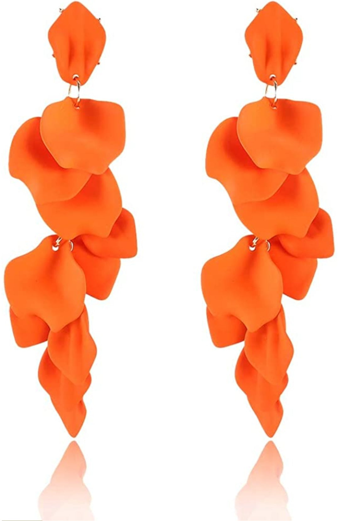 LONG ROSE PEDAL EARRINGS: Boho Acrylic Flower Earrings -arriesfashions