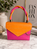 PINK-ORANGE TOP HANDLE BAG