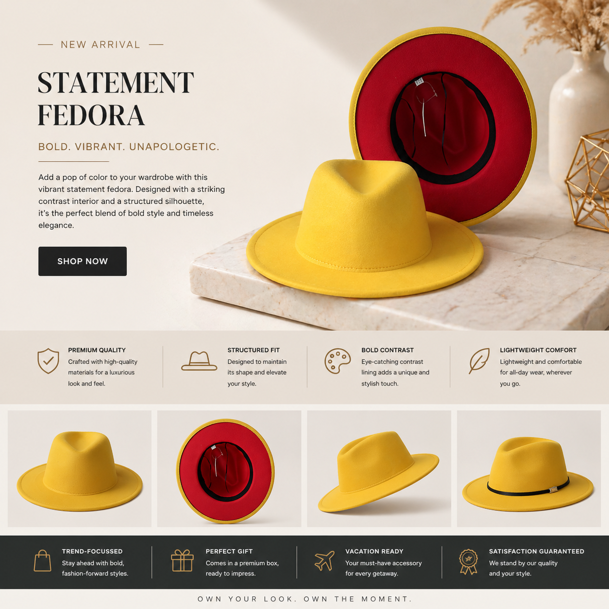 FEDORA HAT WITH ACCENT