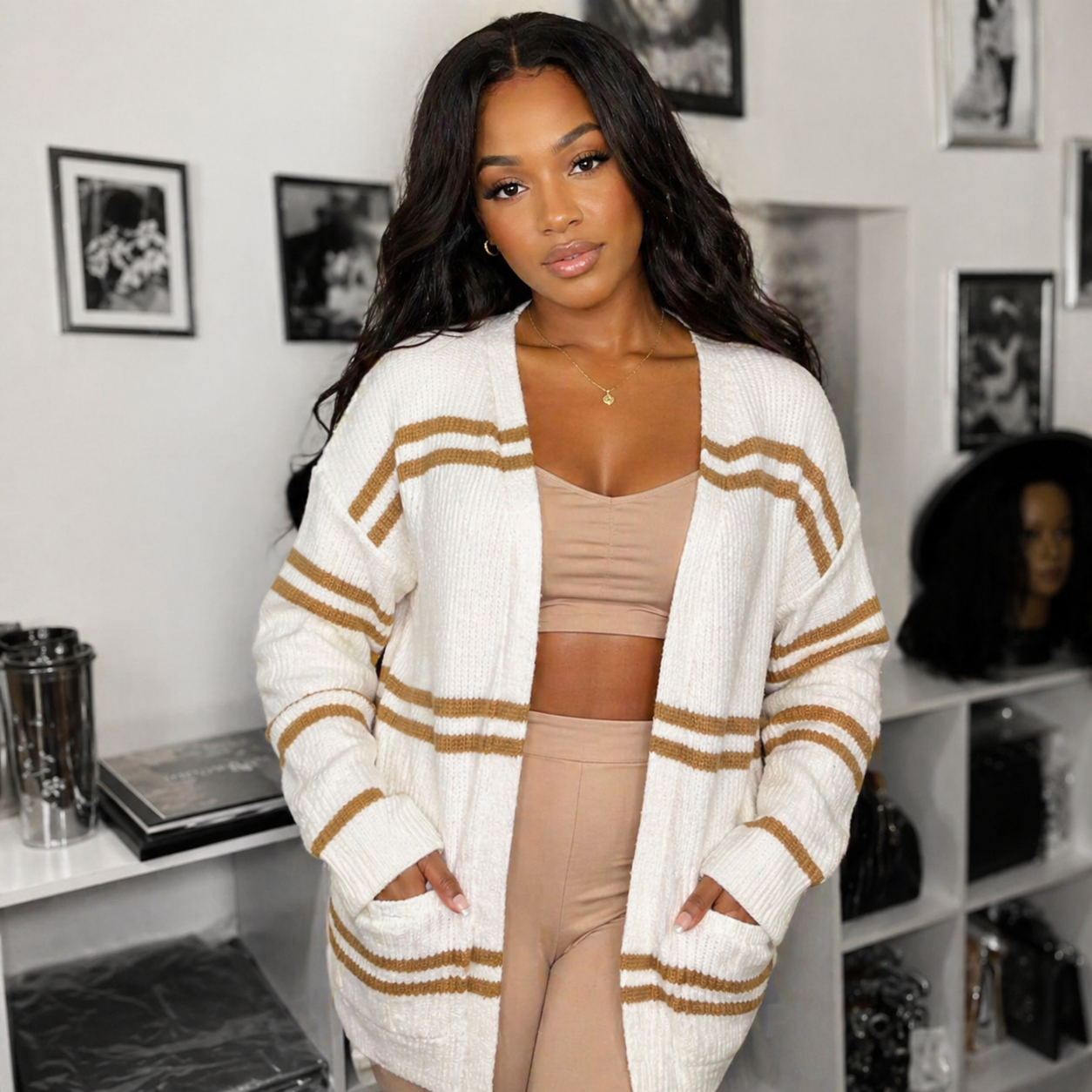 COZY LUXE STRIPE CARDIGAN