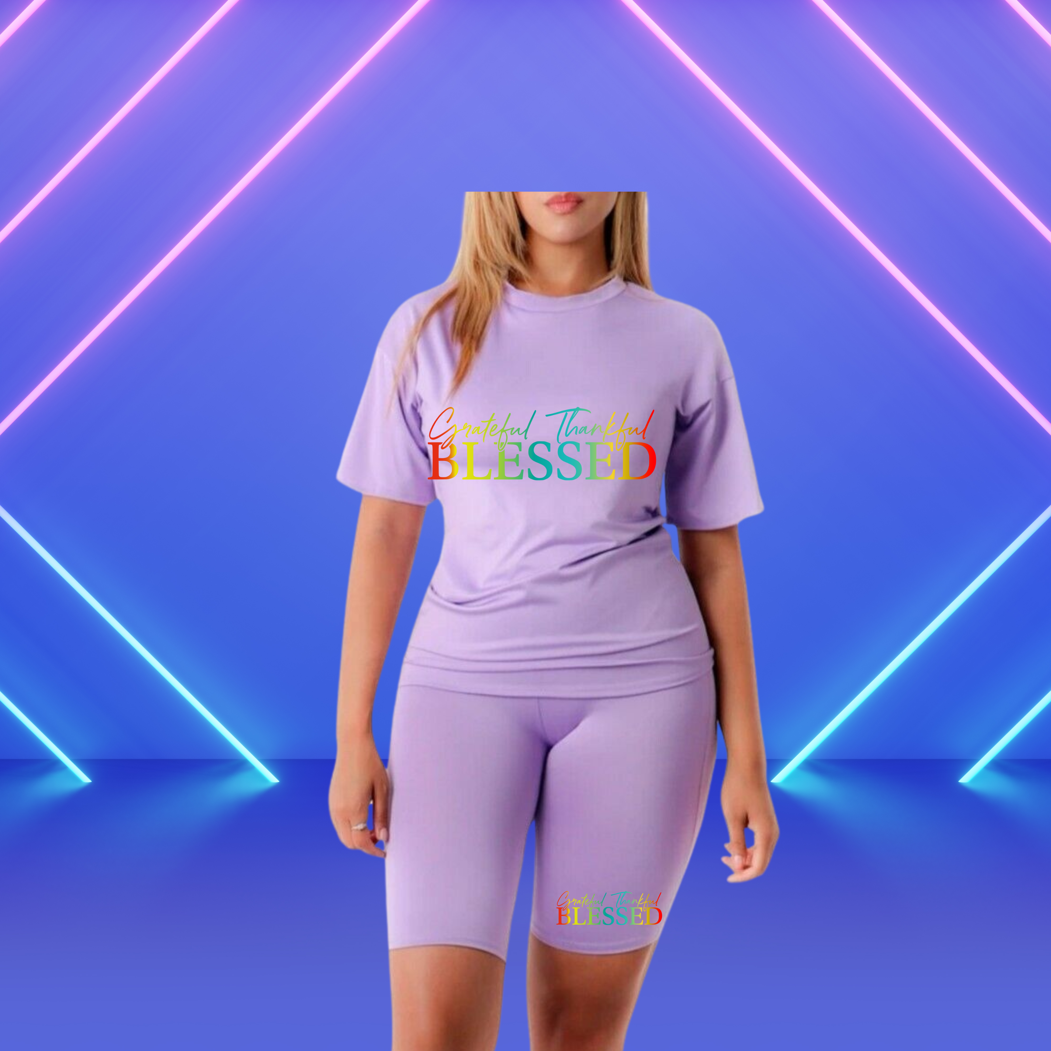 THANKFUL & BLESSED BIKER SHORTS SET