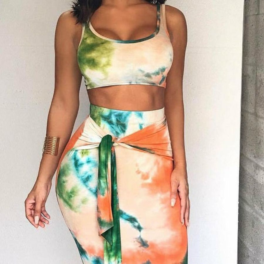 ORANGE AND GREEN TIE DYE - arriesfashions