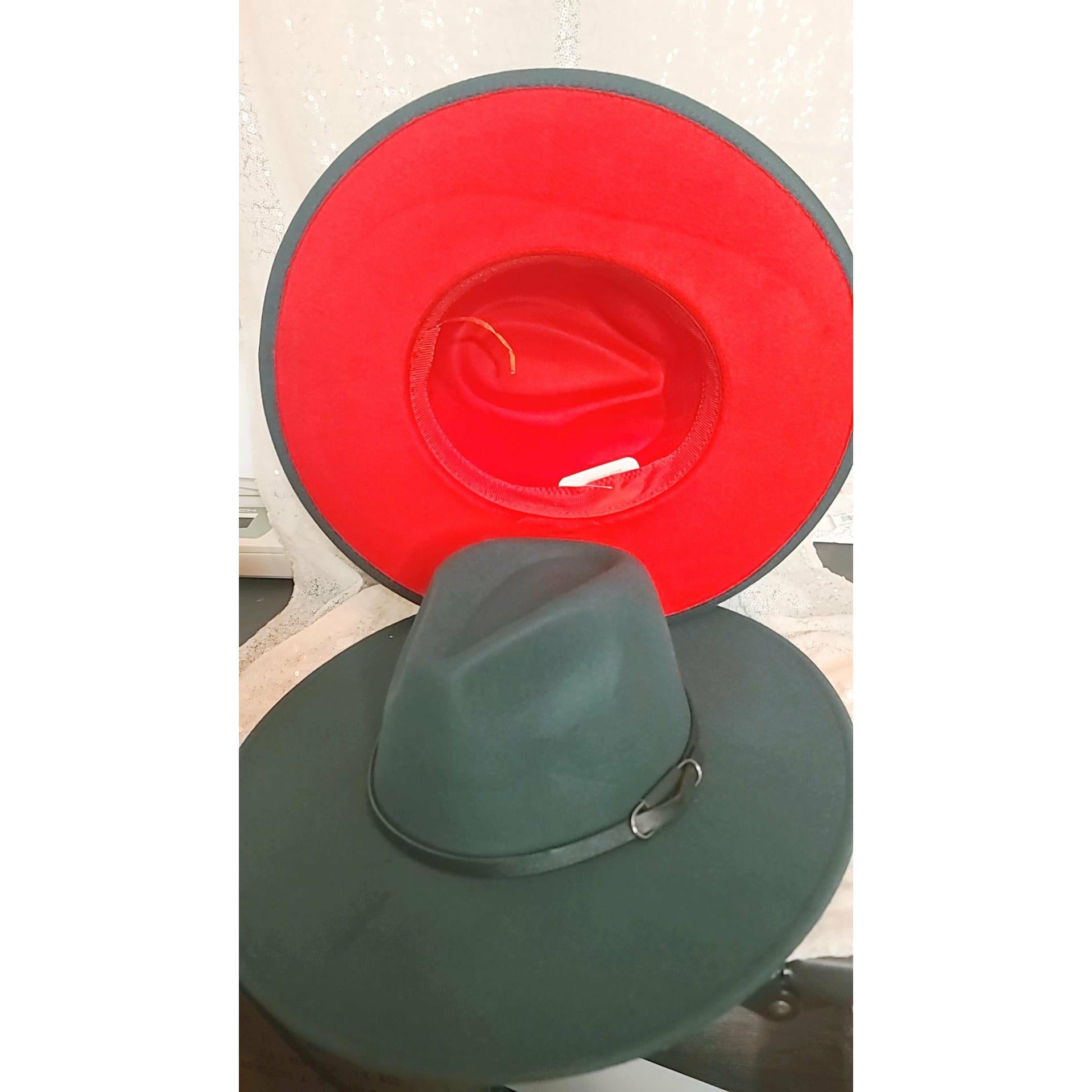Forest Green/Red bottom Fedora Hats - arriesfashions
