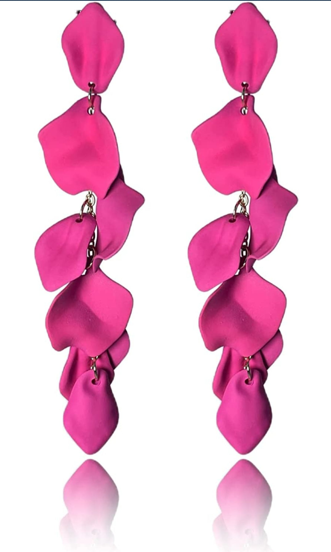 LONG ROSE PEDAL EARRINGS: Boho Acrylic Flower Earrings -arriesfashions
